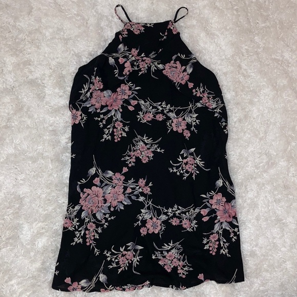 Mauve Floral Spaghetti Strap Ruffle Mini Dress - Picture 3 of 6